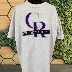 Men’s Nutmeg Mills Colorado Rockies Gray and Purple T-Shirt